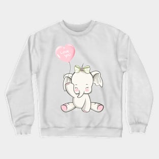 Lovely Cute Happy Elephant for Design Crewneck Sweatshirt